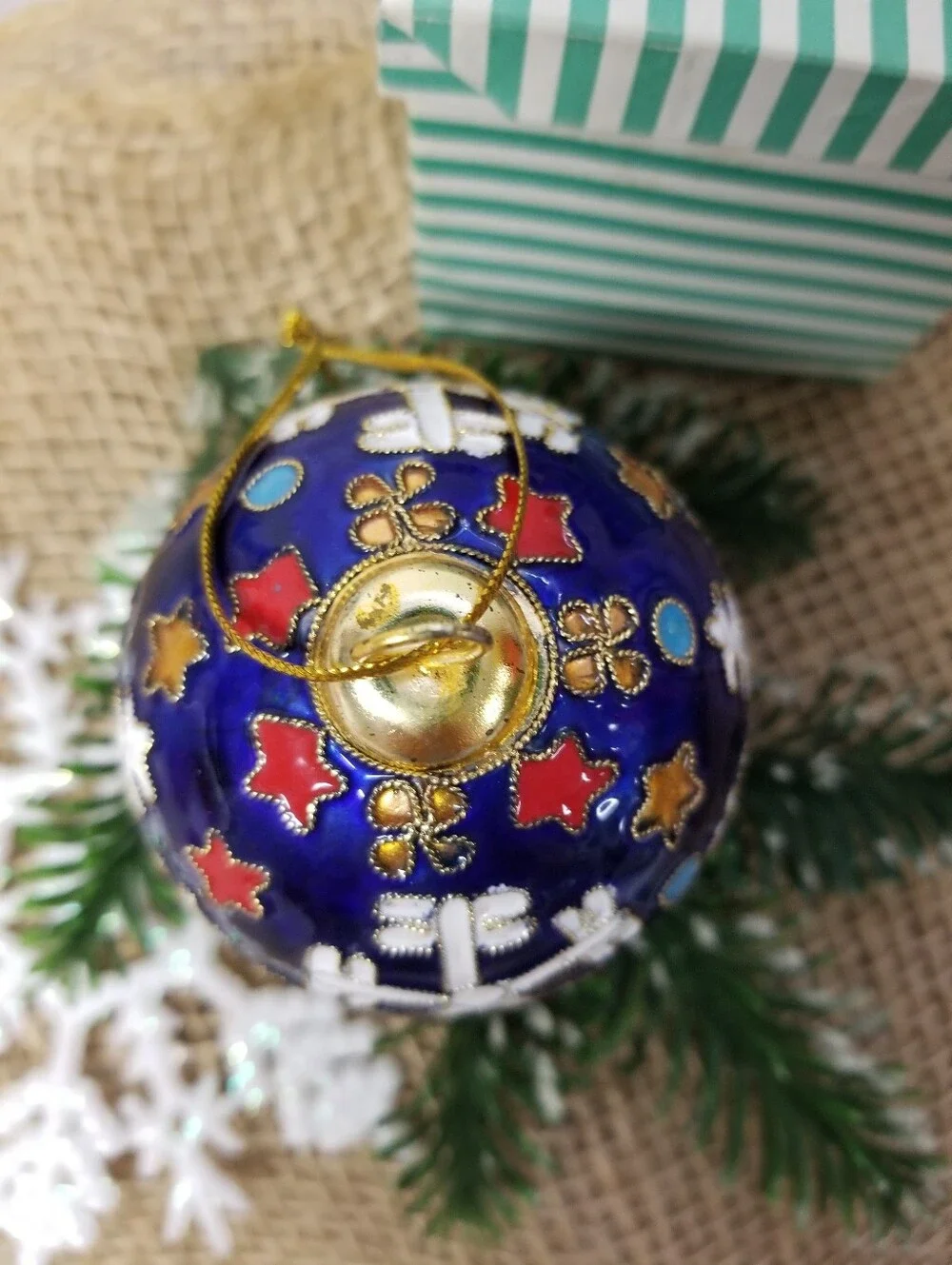 Cobalt Blue Cloisonne Snowflake Ornament Bulb
